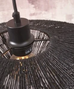 Good & Mojo Lampadaire En Bambou Abat-jour En Jute Noir, H. 150cm -Boutique Belamp lampadaire en bambou abat jour en jute noir h 150cm 4