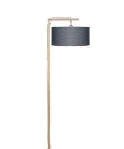 Good & Mojo Lampadaire En Bambou Abat-jour En Lin Gris Foncé, H. 174cm