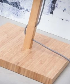 Good & Mojo Lampadaire En Bambou Abat-jour En Lin Vert ForĂȘt, H. 167cm