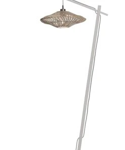 Good & Mojo Lampadaire En Bambou Abat-jour En Rotin Blanc , H. 150cm