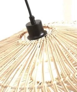 Good & Mojo Lampadaire En Bambou Abat-jour En Rotin Blanc , H. 150cm -Boutique Belamp lampadaire en bambou abat jour en rotin blanc h 150cm 3