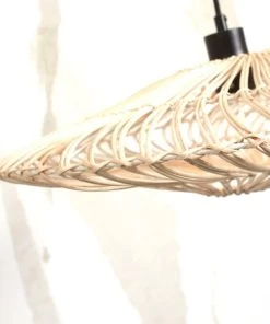 Good & Mojo Lampadaire En Bambou Abat-jour En Rotin Blanc , H. 150cm -Boutique Belamp lampadaire en bambou abat jour en rotin blanc h 150cm 5