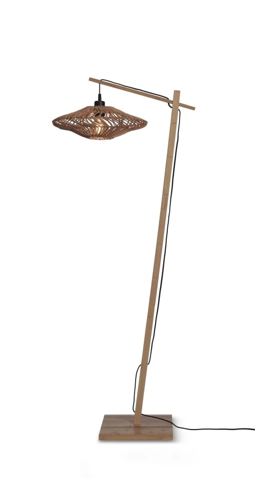 Good & Mojo Lampadaire En Bambou Abat-jour En Rotin Naturel, H. 150cm 1 Good & Mojo Lampadaire En Bambou Abat-jour En Rotin Naturel, H. 150cm