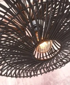 Good & Mojo Lampadaire En Bambou Abat-jour En Rotin Noir, H. 150cm -Boutique Belamp lampadaire en bambou abat jour en rotin noir h 150cm 4