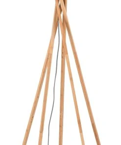 Good & Mojo Lampadaire En Bambou Et Lin Blanc H160cm -Boutique Belamp lampadaire en bambou et lin blanc h160cm 5