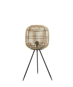 Mica Decorations Lampadaire En Bambou Marron Et Métal Noir H76,5