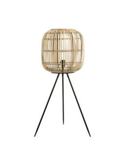 Mica Decorations Lampadaire En Bambou Marron Et Métal Noir H90 -Boutique Belamp lampadaire en bambou marron et metal noir h90 2