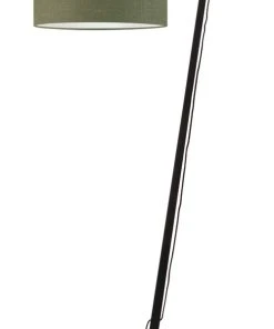 Good & Mojo Lampadaire En Bambou Noir/lin H176cm