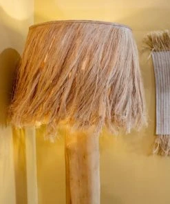 Now’s Home Lampadaire En Bois D'acajou Et Abat Jour -Boutique Belamp lampadaire en bois d acajou et abat jour 2