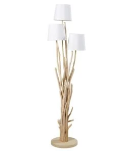 Maisons Du Monde Lampadaire En Bois Flotté Et Abat-jour Blanc H159