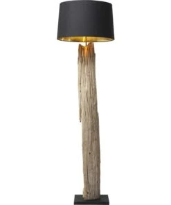 Kare Design Lampadaire En Bois Flotté Et Abat-jour En Coton Noir H171 -Boutique Belamp lampadaire en bois flotte et abat jour en coton noir h171 2