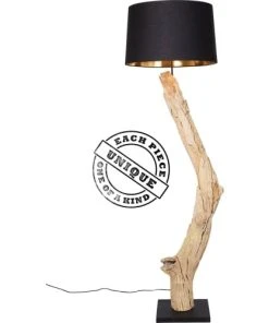 Kare Design Lampadaire En Bois Flotté Et Abat-jour En Coton Noir H171 -Boutique Belamp lampadaire en bois flotte et abat jour en coton noir h171 3