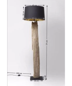 Kare Design Lampadaire En Bois Flotté Et Abat-jour En Coton Noir H171 -Boutique Belamp lampadaire en bois flotte et abat jour en coton noir h171 4