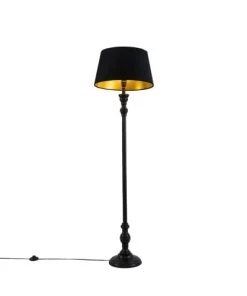 QAZQA Lampadaire En Bois Noir