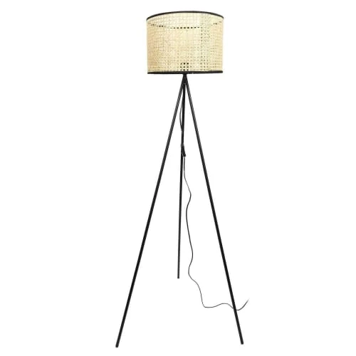 TOILINUX Lampadaire En Cannage Hauteur 1,44 M. Noir 3 TOILINUX Lampadaire En Cannage Hauteur 1,44 M. Noir – Image 3