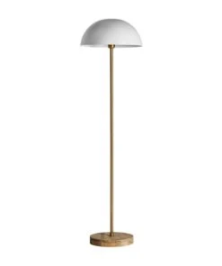 Lastdeco Lampadaire En Fer Et Bois En Blanc Et Or 39x39x143