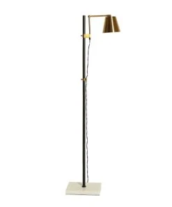 Lastdeco Lampadaire En Fer Et Marbre En Noir, Blanc Et Or 20x50x157.5