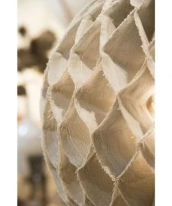 Now’s Home Lampadaire En Lin Taupe Pied En Teck H163 -Boutique Belamp lampadaire en lin taupe pied en teck h163 4