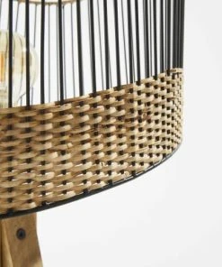 Oviala Lampadaire En Manguier Massif Et Rotin -Boutique Belamp lampadaire en manguier massif et rotin 2