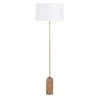 Maisons Du Monde Lampadaire En Marbre Rose Et Métal Doré, Abat-jour En Coton Blanc H156