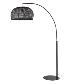 Maisons Du Monde Lampadaire En Métal Abat-jour En Rotin Noir H206
