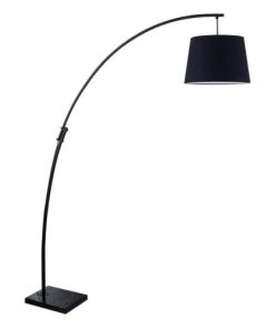 Altobuy Lampadaire En Métal Abat-jour Tissu Et Base Marbre Noir