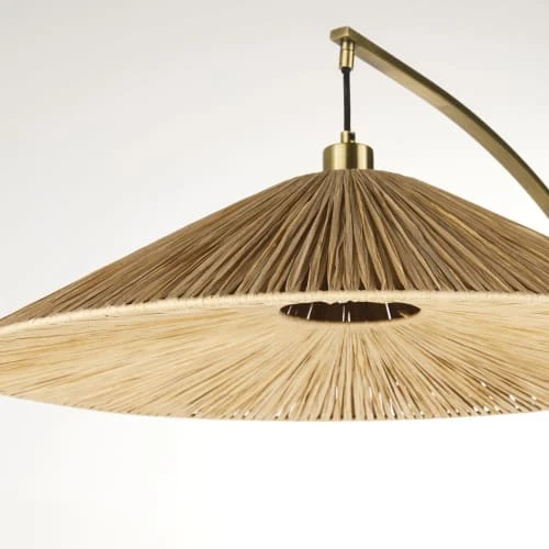 Maisons Du Monde Lampadaire En Métal Doré Abat-jour En Raphia H192 2 Maisons Du Monde Lampadaire En Métal Doré Abat-jour En Raphia H192 – Image 2