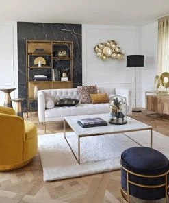 Maisons Du Monde Lampadaire En Métal Doré, Marbre Et Abat-jour En Velours Noirs H156 -Boutique Belamp lampadaire en metal dore marbre et abat jour en velours noirs h156 1000 4 37 220494 3