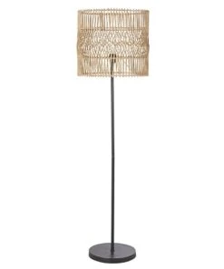 Maisons Du Monde Lampadaire En Métal Et Abat-jour En Rotin Beige H154