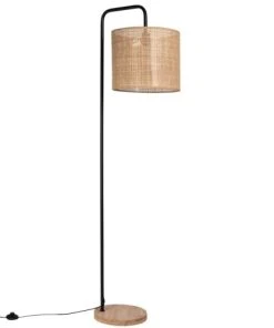 Maisons Du Monde Lampadaire En Métal Et Hévéa Abat-jour Cannage En Rotin H172