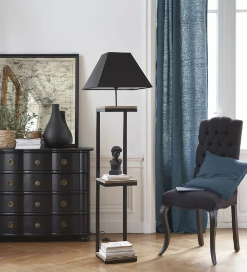 Maisons Du Monde Lampadaire En Métal Et Sapin Avec Abat-jour En Coton Noir H158 4 Maisons Du Monde Lampadaire En Métal Et Sapin Avec Abat-jour En Coton Noir H158 – Image 4