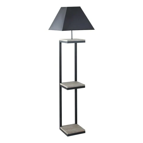 Maisons Du Monde Lampadaire En Métal Et Sapin Avec Abat-jour En Coton Noir H158 1 Maisons Du Monde Lampadaire En Métal Et Sapin Avec Abat-jour En Coton Noir H158