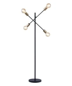 Altobuy Lampadaire En Métal Noir 4 Bras Avec Ampoules Fournies