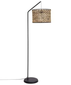 Maisons Du Monde Lampadaire En Métal Noir Et Fibre Végétale H162