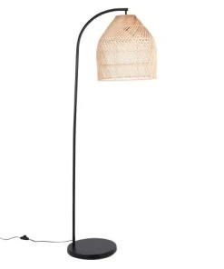 Maisons Du Monde Lampadaire En Métal Noir Et Rotin H170