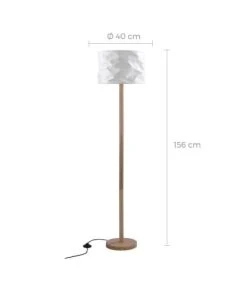 Rendez Vous Déco Lampadaire En Papier Blanc Et Bois D'hévéa -Boutique Belamp lampadaire en papier blanc et bois d hevea 3