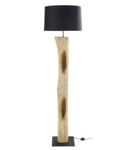 Maisons Du Monde Lampadaire En Saman Et Abat-jour Noir H172