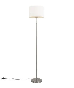 QAZQA Lampadaire En Tissu Blanc