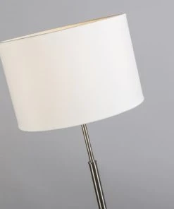 QAZQA Lampadaire En Tissu Blanc -Boutique Belamp lampadaire en tissu blanc 3