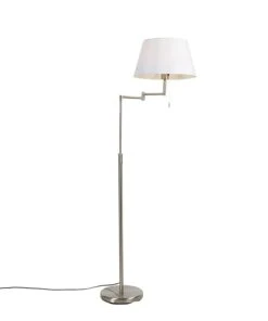 QAZQA Lampadaire En Tissu Blanc