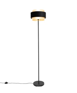 QAZQA Lampadaire En Tissu Noir