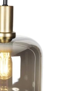 QAZQA Lampadaire En Verre Doré/laiton -Boutique Belamp lampadaire en verre dore laiton 3