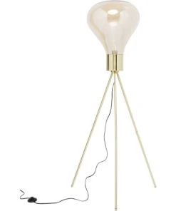 Kare Design Lampadaire En Verre Et Acier Doré H160