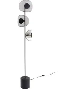 Kare Design Lampadaire En Verre Et Acier Noir H160