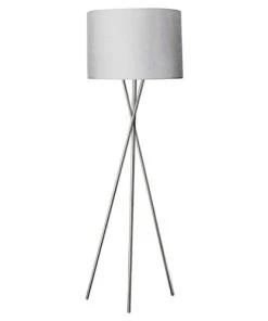 Altobuy Lampadaire Gris 160cm Piètement Trépied Métal Chromé