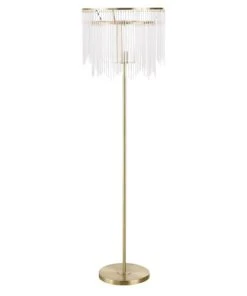 Maisons Du Monde Lampadaire Métal Doré Abat-jour Franges En Verre H160