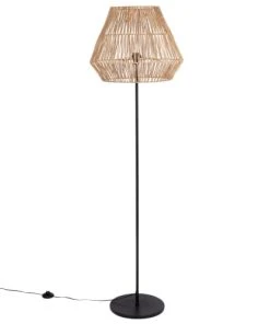 Maisons Du Monde Lampadaire Métal Noir Et Abat-jour En Jute Tressé H170