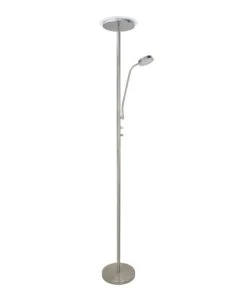 Cristalrecord Lampadaire Nickel Avec 2 Lumières LED Et Bras De Lecture Réglable -Boutique Belamp lampadaire nickel avec 2 lumieres led et bras de lecture reglable 2