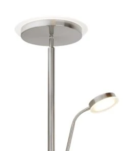 Cristalrecord Lampadaire Nickel Avec 2 Lumières LED Et Bras De Lecture Réglable -Boutique Belamp lampadaire nickel avec 2 lumieres led et bras de lecture reglable 3