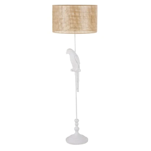 Maisons Du Monde Lampadaire Perroquet Sculpté Blanc Abat-jour En Rabanne Marron H157 1 Maisons Du Monde Lampadaire Perroquet Sculpté Blanc Abat-jour En Rabanne Marron H157